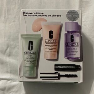 Clinique Skincare Essentials Set with Green, Pink, and Purple
